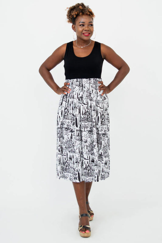 Paloma Dress, Journey, Linen Bamboo