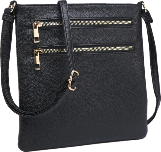 Black small zipper messenger BC3316