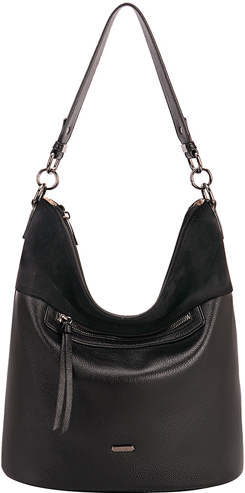 Black handbag with suede style top 960