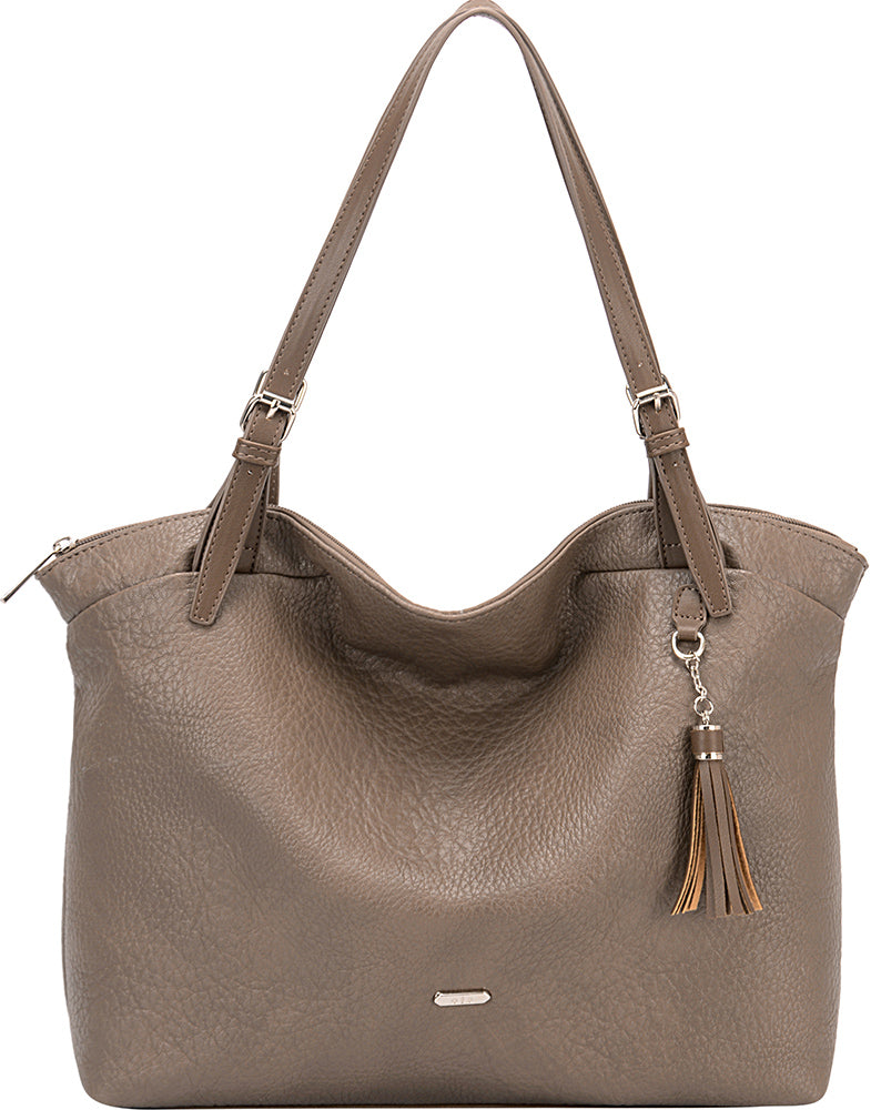 Taupe handbag with small tassel 958