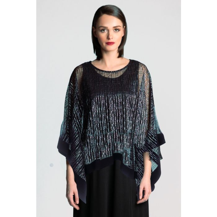 Sheer Poncho Blouse in Navy - one size