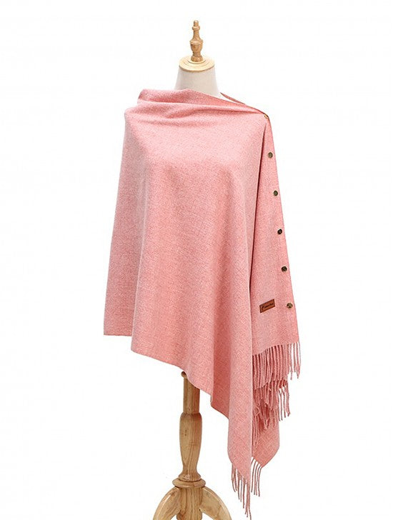 Cashmere feeling shawl with functioning buttons Pink