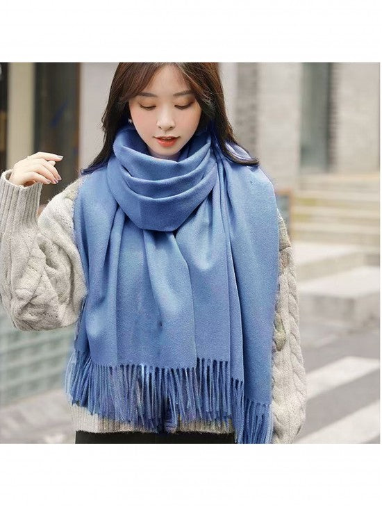 Blue shawl scarf with cashmere feel