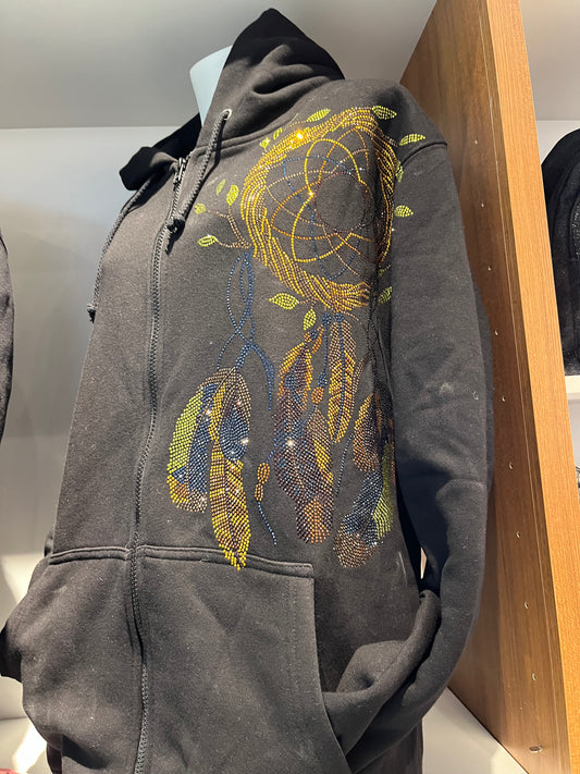 Bling Gold Dream Catcher Zip Up Hoodie