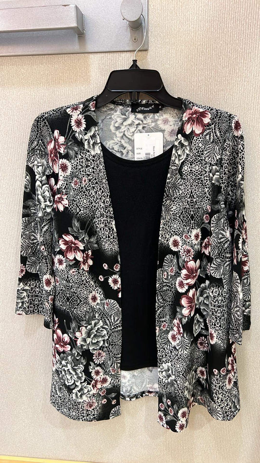 Black floral top/jacket F31579
