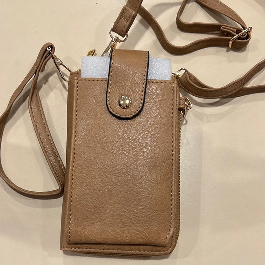 Tan cell phone wristlet and crossbody BC1148