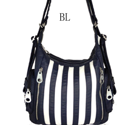 Blue Striped 3 in 1 Style Backpack Purse
