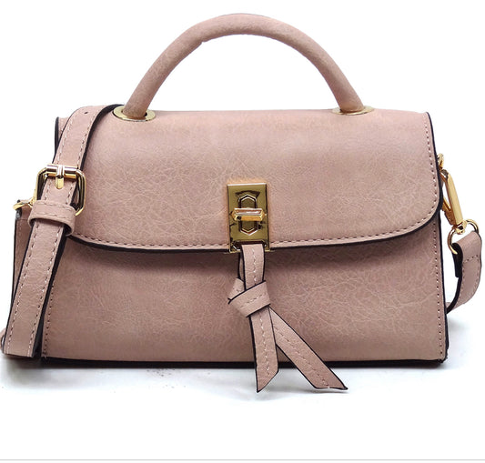 Blush Twist Lock Flap Satchel Crossbody L0322