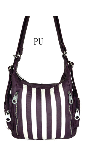 Purple Striped 3 in 1 Style Backpack Purse