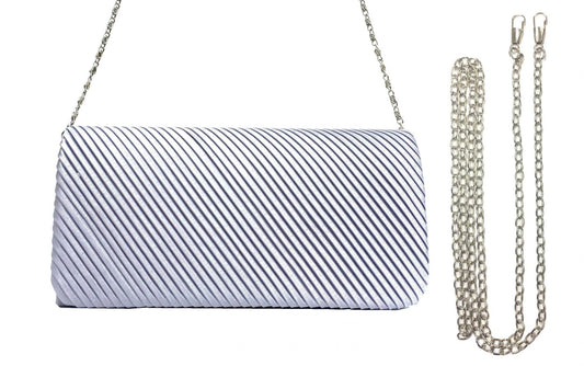 Silver clutch with diagonal pattern 779