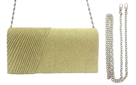 Gold clutch with pleated front 782