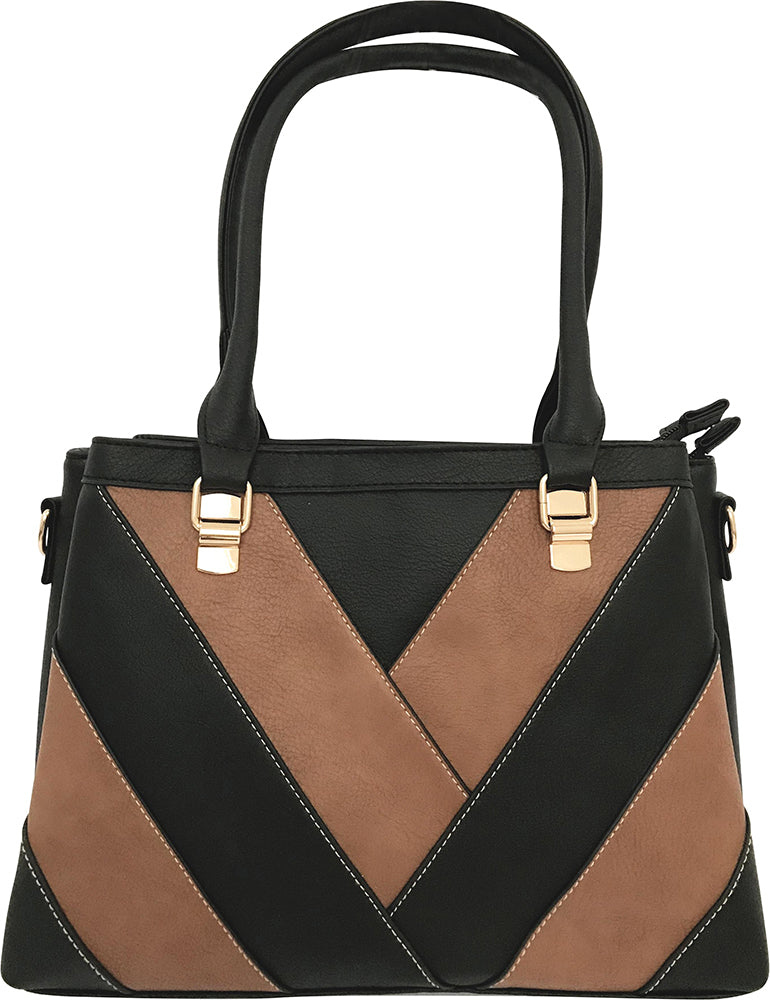 Black and brown stitched tote 907