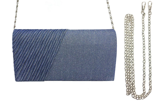 Blue clutch with pleated front 782