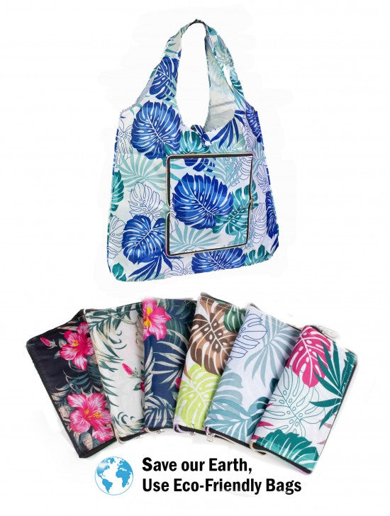 Reusable foldable shopping bag with zipper