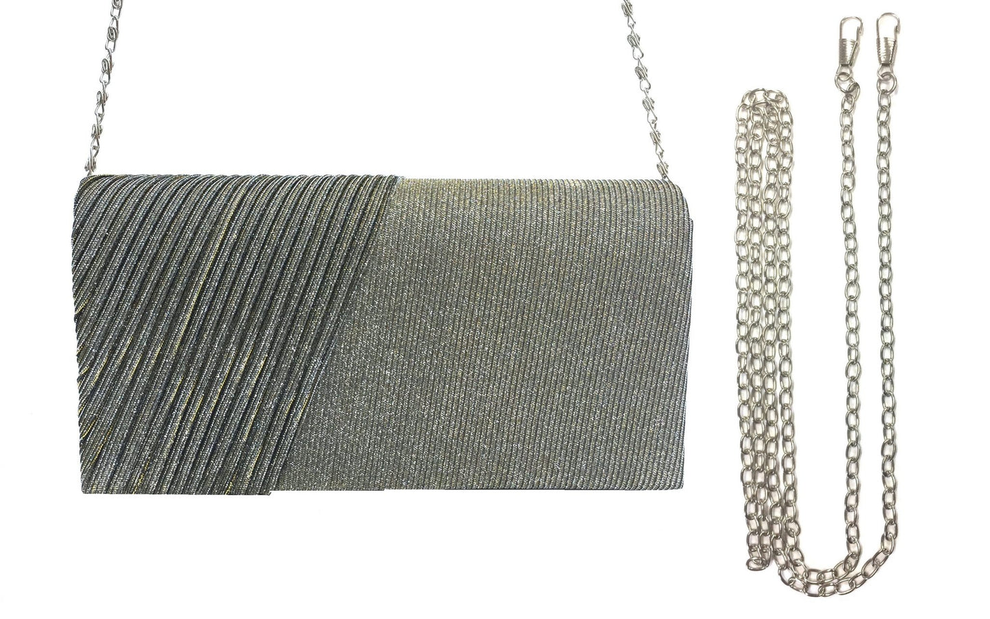 Silver clutch with pleated front 782