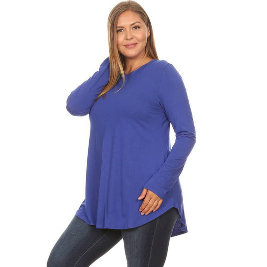 Crew Neck Long Sleeve Royal Blue Top 2270 AZ