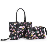 Black with Pink Flowers  Purse & Pouch FW - Purse & Pouch Only