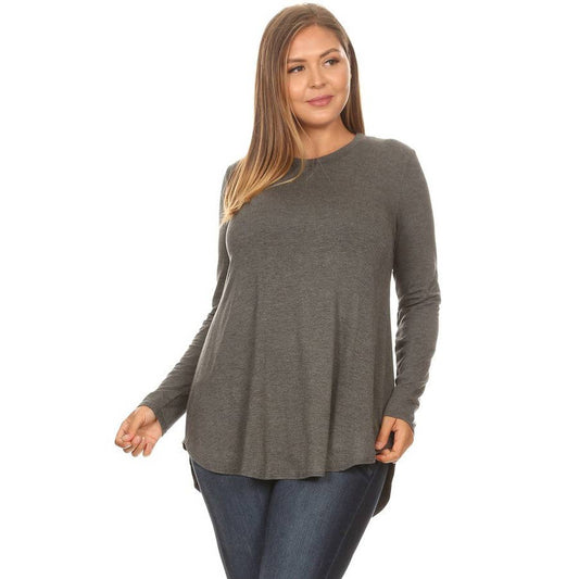 Crew Neck Long Sleeve Charcoal Top 2270 AZ