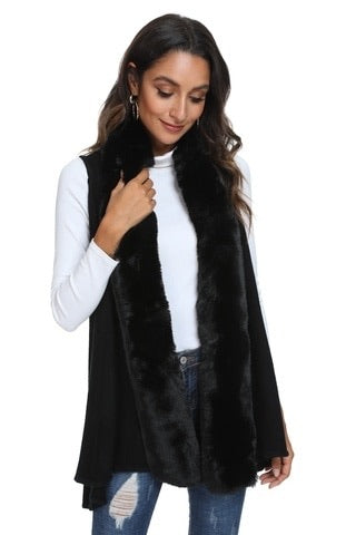 Black faux fur vest