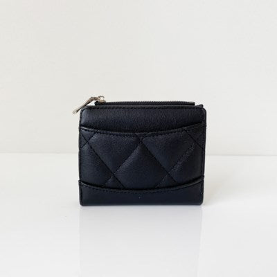 Black small wallet with zip pocket