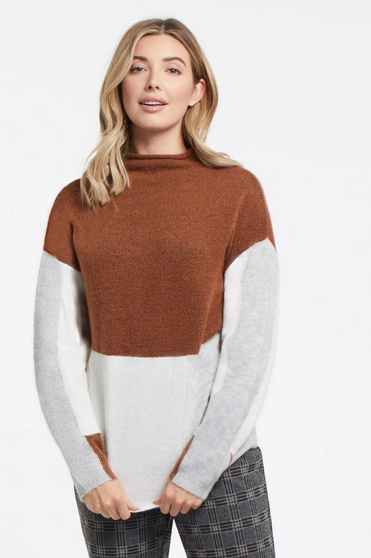 Colour Block Funnel Neck Sweater in H Sierra