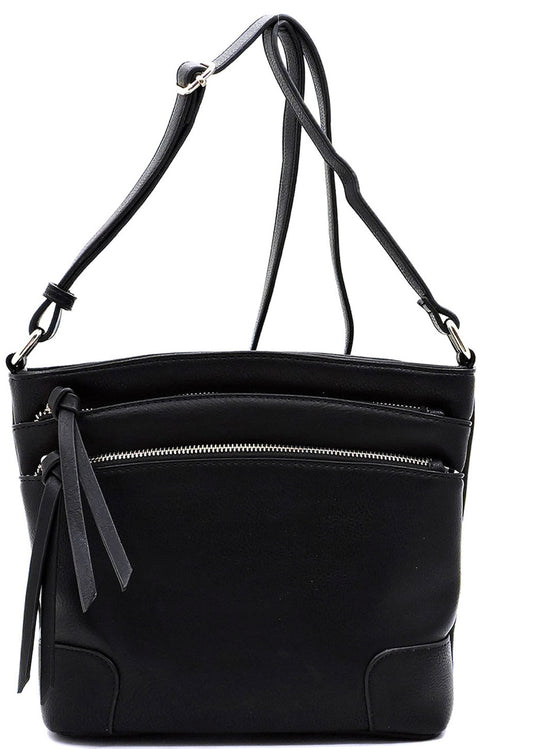 Black multi zip crossbody WU059