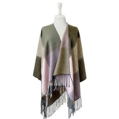 Green colour block shawl