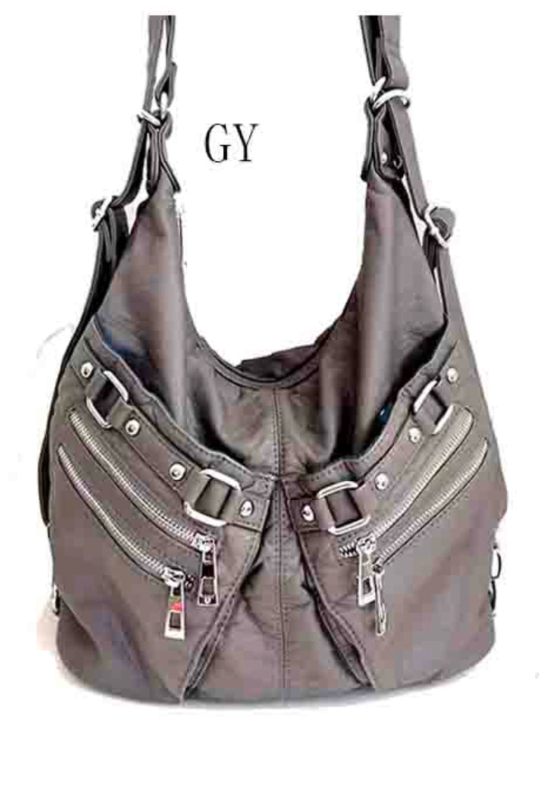 Grey 2 pouch 3 in 1 backpack purse