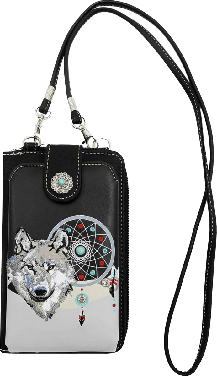 Black wolf phone purse