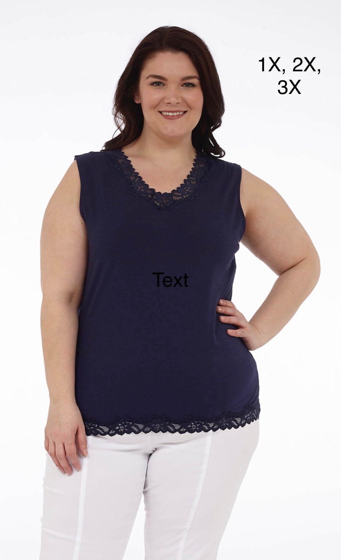 Navy tank neck with lace top and bottom