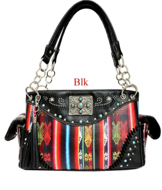 Black western purse with vertical colour