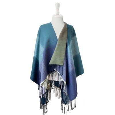 Teal colour block shawl