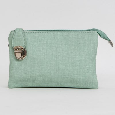 Mint linen look multi pouch wristlet/crossbody