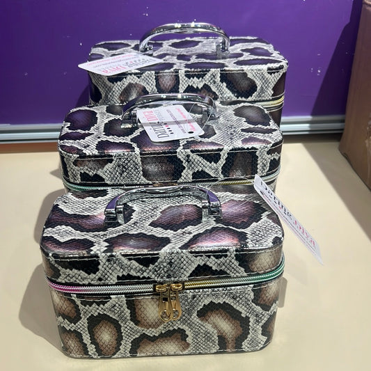 Brown snake print cosmetic case 0535