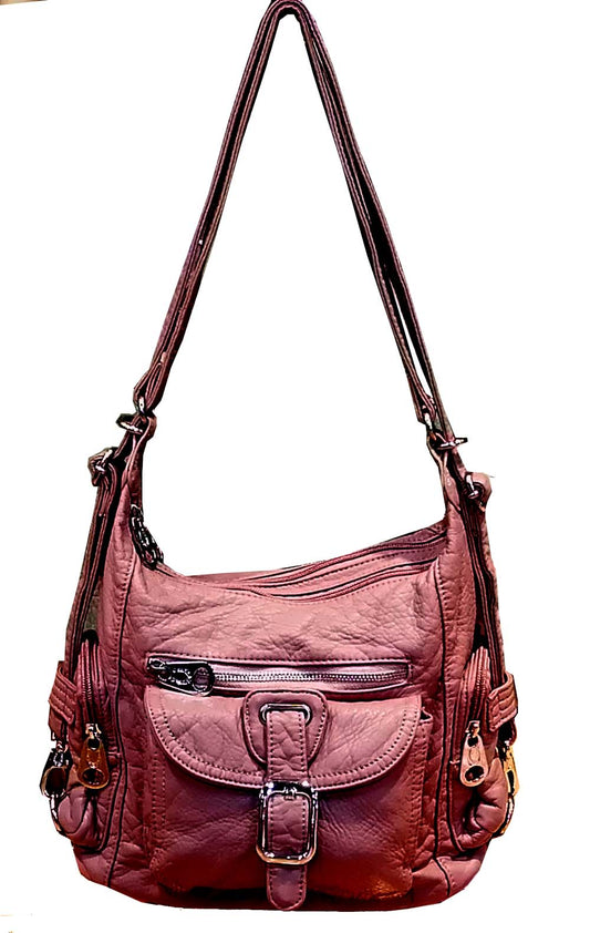 Rose pink small 3 in 1 style backpack purse