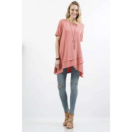 Ashrose tunic with tulip hem