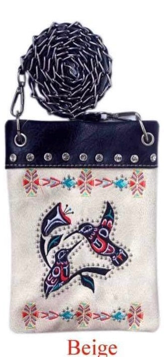 Beige Hummingbird small messenger with chain strap