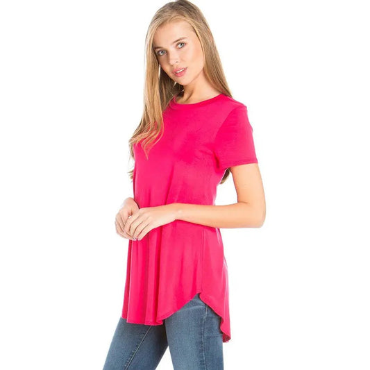 Loose Cut Short Sleeve Hot Pink Top 2278 AZ