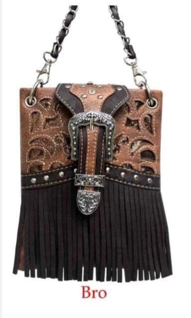 Brown Fringe with Buckle Small messenger