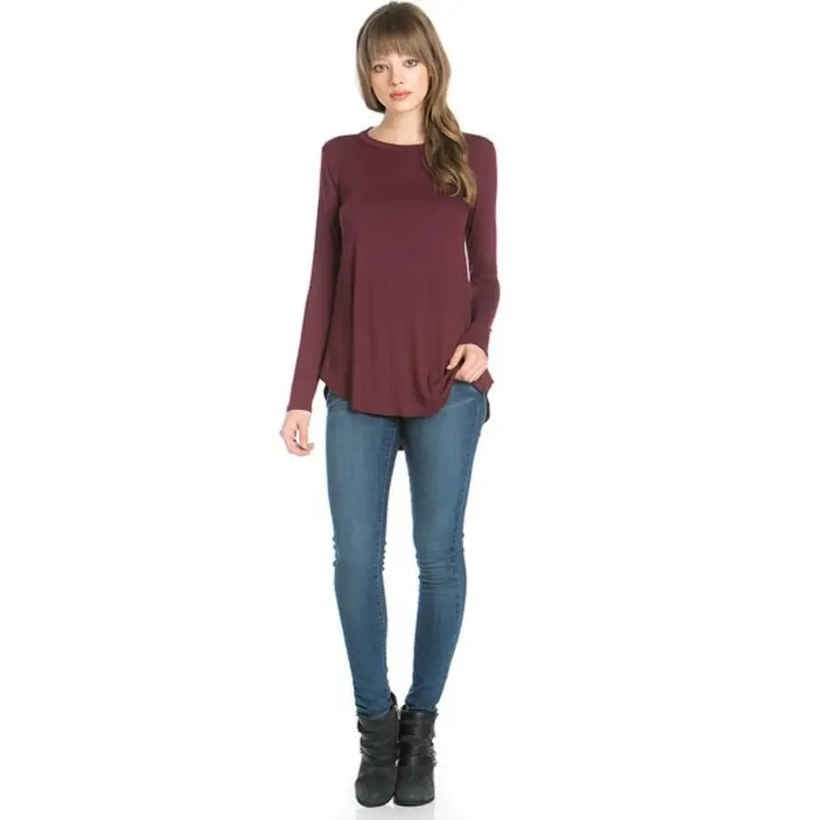 Crew Neck Long Sleeve Wine 2270 AZ