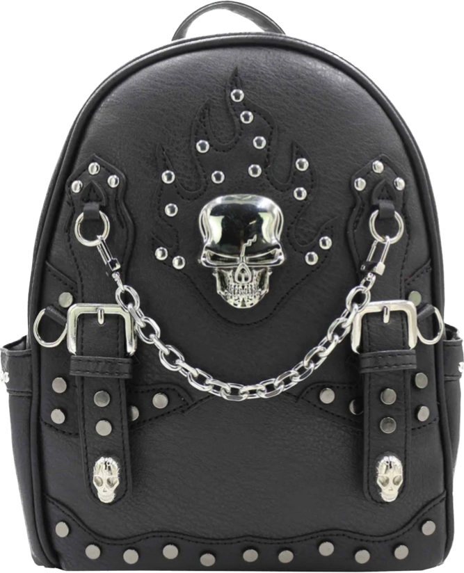 Skull backpack with chain detail