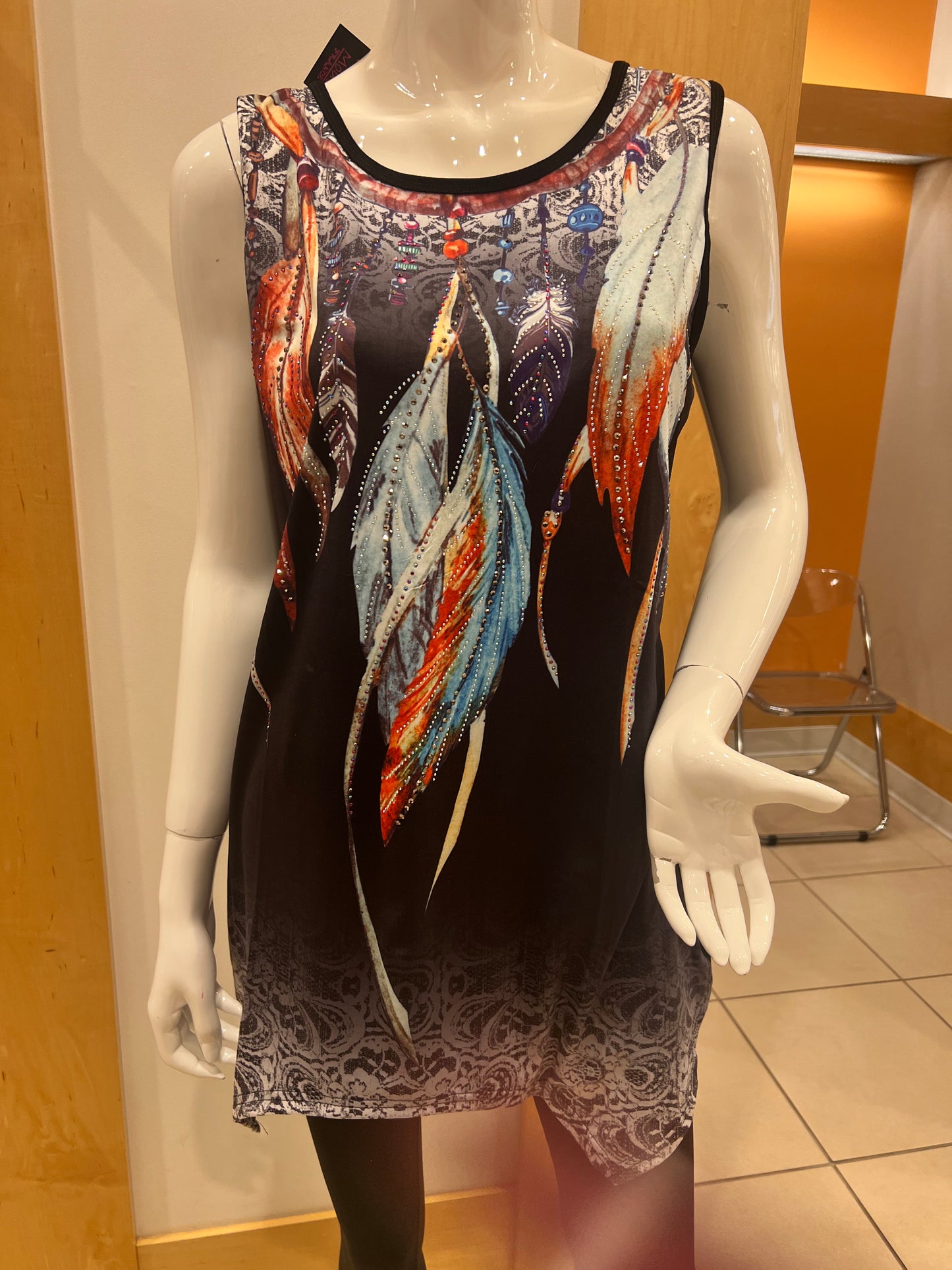Tunic Tank with Feathers A20052T