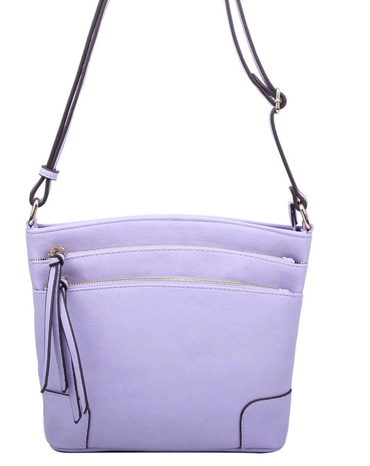 Lavender multi zip crossbody WU059