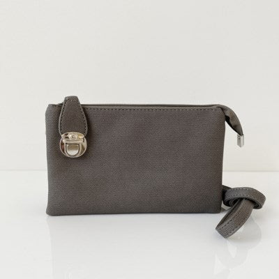Dark grey textured multi pouch wristlet/crossbody