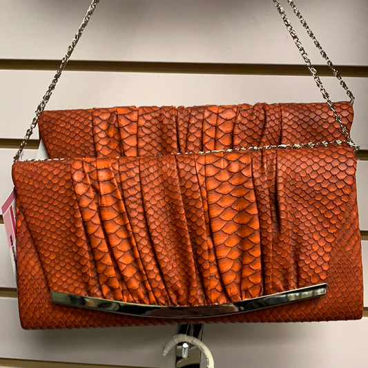 Orange Snake Print clutch