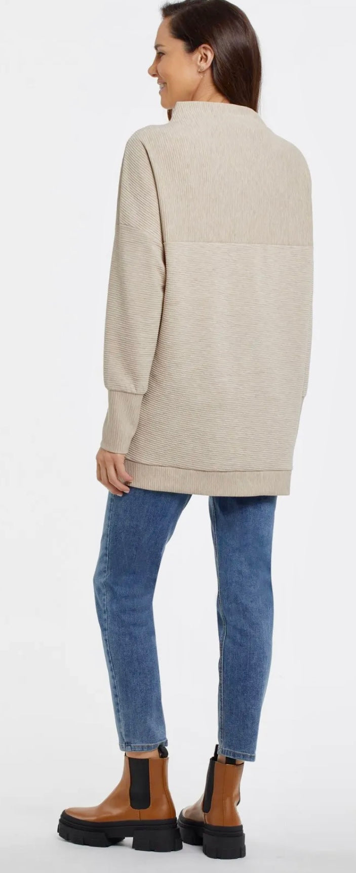 Tribal Funnel neck tunic in H Camel