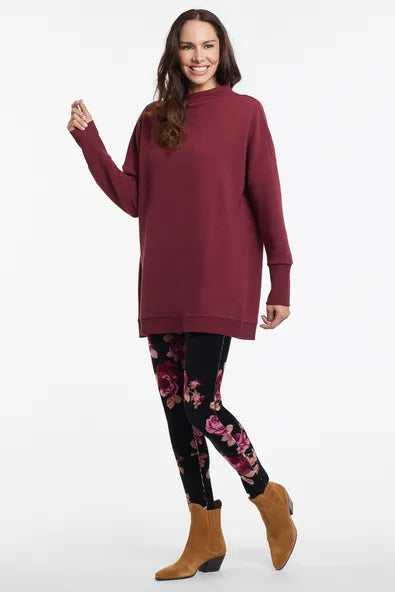 Tribal Funnel neck tunic in Ruby Wine