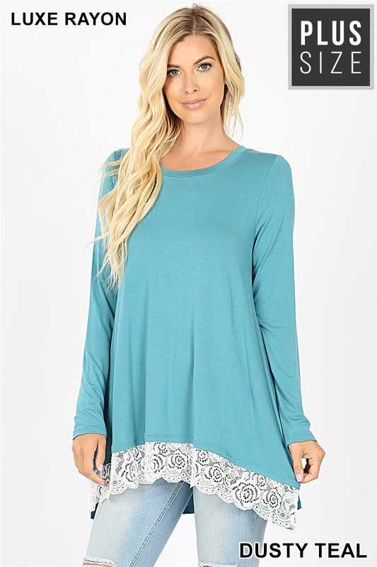 Dusty teal lace tunic