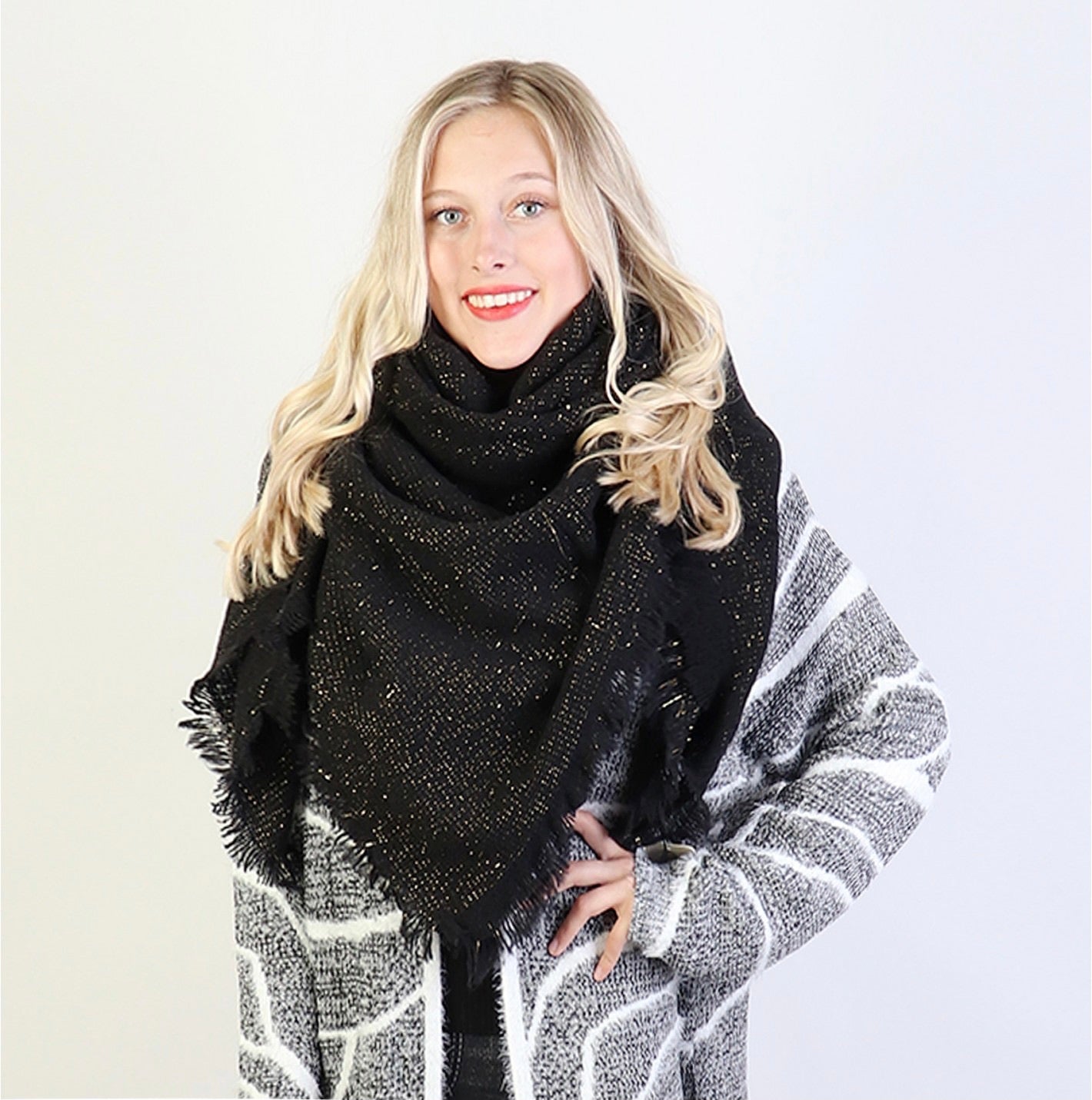 Sparkle blanket scarf Black