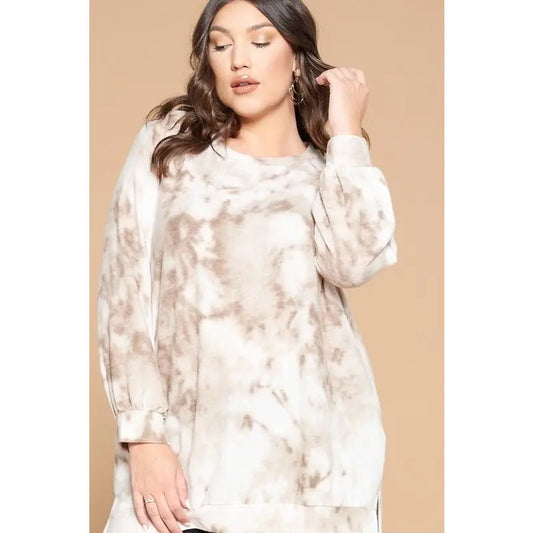 Taupe tie dye pullover EC8185
